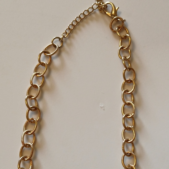 Sunburst Blue Green Gold Tone Floral Cluster Crystal Beaded Chain Necklace - Picture 14 of 15